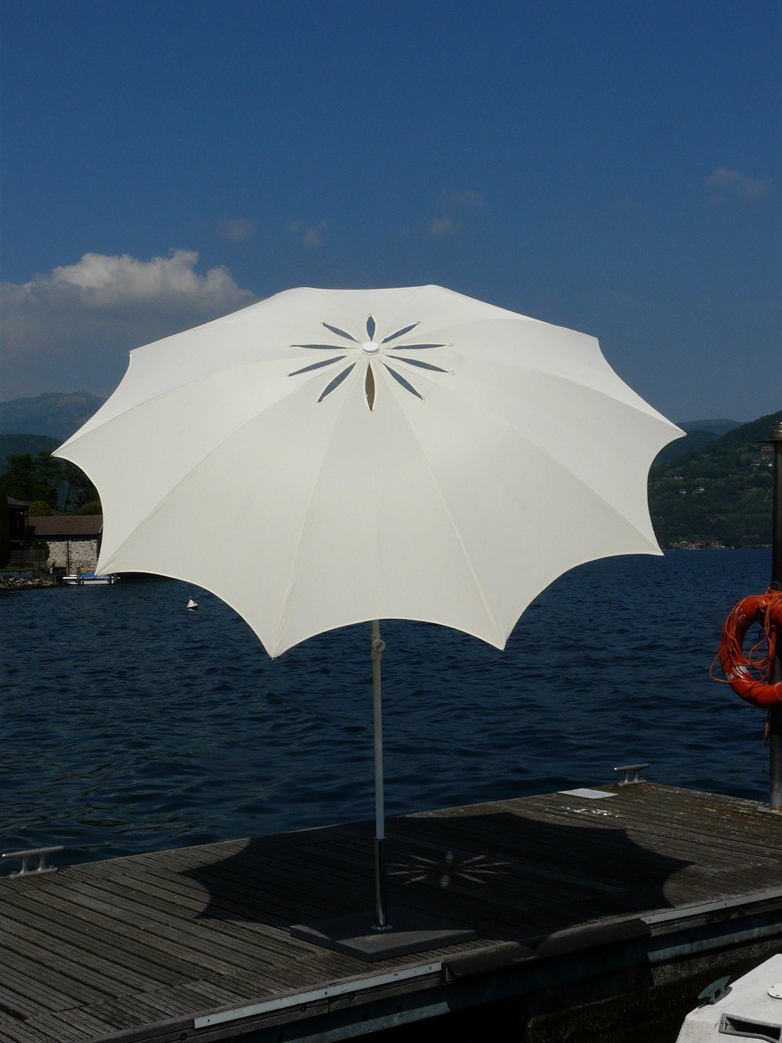 Maffei ombrellone Bea Art.28 bianco poliestere antivento d.250 cm made in Italy 